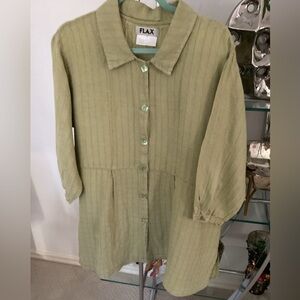 Flax Olive Button-Up Tunic